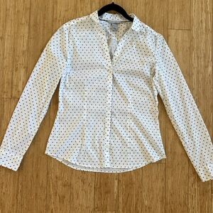 White Button-Down Shirt with Small Black  Print design